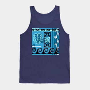 Aqua Hawaiian Patterns Tank Top